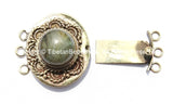 OOAK Tibetan Brass Clasp with Labradorite Inlay - Handmade Ethnic Clasps - Nepal Tibetan Jewelry - Tibetan Beads - Findings & Clasps - B2708