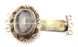 OOAK Tibetan Handmade Brass Clasp with Rose Quartz Inlay - Handmade Findings -  Tibetan Jewelry - Tibetan Beads - Ethnic Clasps - B2678