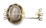 OOAK Tibetan Handmade Brass Clasp with Rose Quartz Inlay - Handmade Findings -  Tibetan Jewelry - Tibetan Beads - Ethnic Clasps - B2685