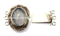 OOAK Tibetan Handmade Brass Clasp with Rose Quartz Inlay - Handmade Findings -  Tibetan Jewelry - Tibetan Beads - Ethnic Clasps - B2697