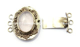 OOAK Tibetan Handmade Brass Clasp with Rose Quartz Inlay - Handmade Findings -  Tibetan Jewelry - Tibetan Beads - Ethnic Clasps - B2701