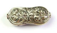 Repousse Carved Floral Design Curved Unique Shape Focal Pendant Tibetan Bead - 1 BEAD - Ethnic Tribal Nepalese Tibetan Beads - B2467-1