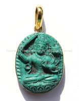 Tibetan Green Manjushri Buddha Pendant - Handmade Ethnic Nepal Tibetan Pendant Jewelry - WM4691G