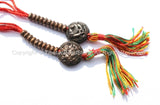 Tibetan Copper Prayer Beads Mala Counters with Auspicious Symbols - Repousse Copper Mala Counters - Tibetan Mala Making Supplies - T61