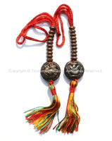 Tibetan Copper Prayer Beads Mala Counters with Auspicious Symbols - Repousse Copper Mala Counters - Tibetan Mala Making Supplies - T61