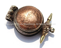 Bhutanese Coin Ghau Prayer Box Pendant with Metal Accent Beads - Handmade Ethnic Nepal Tibetan Jewelry - WM4801B