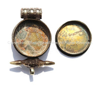 Bhutanese Coin Ghau Prayer Box Pendant with Metal Accent Beads - Handmade Ethnic Nepal Tibetan Jewelry - WM4801B