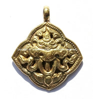 Tibetan Brass Pendant - 8 Auspicious Symbols The Sacred Jeweled Parasol Brass Tibetan Pendant - WM469BA