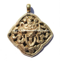 Tibetan Brass Pendant - 8 Auspicious Symbols The Sacred Jeweled Parasol Brass Tibetan Pendant - WM469BA
