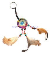 Handmade Dreamcatcher Beaded Charm Keyring Keychain with Colorful Feathers - HC167A6