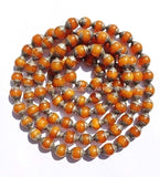 10 BEADS - Tibetan Amber Color Resin Beads with Tibetan Silver Caps - Ethnic Tribal Tibetan Beads - B2135S-10