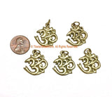 5 PENDANTS Sanskrit Om Brass Charm Pendants - Nepal Tibetan Brass Om Aum Ohm Mantra Charms - Ethnic Nepal Tibetan Yoga Jewelry - WM3770B-5