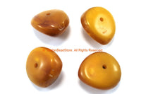 4 BEADS Medium Tibetan Amber Copal Resin Beads - Ethnic Tibetan Copal Amber Resin Beads - TibetanBeadStore - B3334