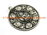Meditating Lama & OM Mani Mantra Ethnic Nepalese Tibetan Pendant - Antique Finish Focal Tibetan Pendant Lama Pendant - WM7198