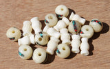 10 SETS Tibetan Inlaid White Bone Guru Bead Sets - Tibetan White Bone Guru Beads with Turquoise, Coral Inlays - Mala Making Supply - GB8B-10