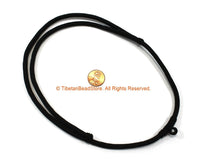 Black Handwoven Cord Adjustable Necklace - 4mm Thick Cord 28" Necklace - Unisex Boho Surfer Jewelry Cord Choker - © TibetanBeadStore - BK28