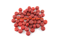 4 BEADS - Tibetan Red Coral Resin Beads - Ethnic Tribal Resin Coral Beads - Ethnic Beads - Nepalese Tibetan Beads - B3309-4