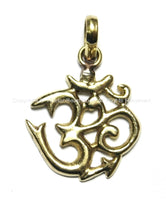 Sanskrit Om Pendant - Om Aum Ohm Mantra Charm Pendant - Quality Gold Tone Brass OM Pendant Ethnic Nepal Tibetan Yoga Jewelry - WM3770