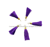 2 TASSELS Purple Tassels with Gold Toned Brass Caps - Quality Tassels Boho Mala Tassels Earring Tassels - Craft Tassels - T206-2