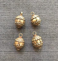 Tibetan Ethnic Naga Conch Shell Pendant with Repousse Carved Floral Tibetan Silver Caps & Wire Inlays- Tribal Boho Tibetan Pendant - WM7499