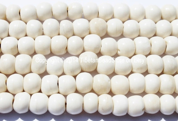 10 BEADS - 10mm Tibetan White Bone Beads - 10mm size - Tibetan Bone Beads - LPB75-10