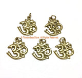 5 PENDANTS Sanskrit Om Brass Charm Pendants - Nepal Tibetan Brass Om Aum Ohm Mantra Charms - Ethnic Nepal Tibetan Yoga Jewelry - WM3770B-5