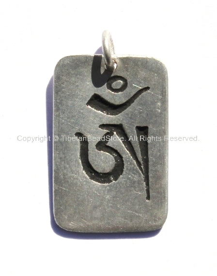 Tibetan Om Mantra Pendant - Yoga Jewelry - Om Aum Ohm Mantra - WM889