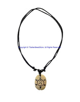 Yin Yang Design Handmade Tibetan Bone Pendant Necklace on Adjustable Cord - Boho Yoga Jewelry - HC166E
