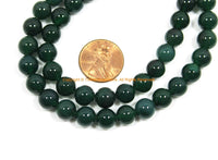 8mm Dark Green Agate Beads - 1 STRAND - Round Green Agate Beads - 15 Inches Strand - Jewelry Making Bead Supplies - GM106