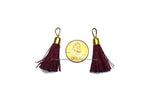 2 TASSELS Rich Burgundy Tassels with Gold Toned Brass Caps - Quality Tassels Boho Tassels Earring Tassels - Craft Tassels - T214-2