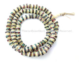 108 beads - 8mm Size White Bone Tibetan Mala Prayer Beads with Turquoise & Coral Inlays - Mala Making Supply - PB27