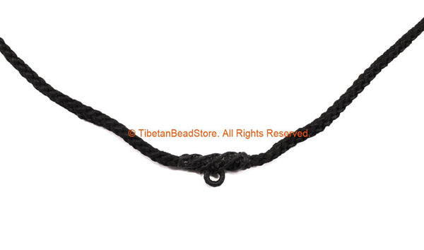 Black Handwoven Cord Necklace 4mm Thick Cord 25" Necklace - Unisex Boho Surfer Jewelry Cord Choker - © TibetanBeadStore - BK29