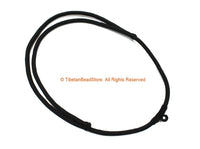 Black Handwoven Cord Adjustable Necklace - 4mm Thick Cord 28" Necklace - Unisex Boho Surfer Jewelry Cord Choker - © TibetanBeadStore - BK28