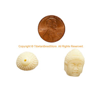 2 BEADS - Cream Color Buddha Head Beads - 13mm X 17mm Spacer Beads - B3525-2