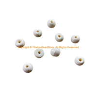 9 BEADS - Tibetan White Bone Beads - 8mm Size Cream White Tibetan Bone Beads - Mala Supplies - LPB76Z-9