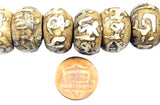 4 BEADS Antiqued Ethnic Naga Conch Shell Beads with Om Mani Mantra Carvings- TibetanBeadStore Tibetan Beads, Pendants, Jewelry- B2800-4