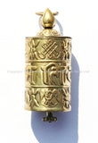 Tibetan Prayer Wheel Pendant with Mantra Prayer Scrolls - 17mm x 48mm - Auspicous Symbols, Double Vajra & Om Mani Mantra Details - WM733