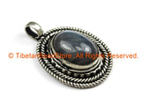 Nepal Tibetan Pendant with Labradorite Gemstone Inlay - Handmade Nepal Tibetan Ethnic Jewelry - TibetanBeadStore - WM7251