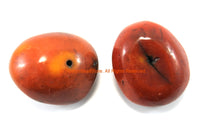 2 BEADS LARGE Tibetan Amber Copal Resin Beads - Ethnic Tibetan Copal Amber Resin Beads - TibetanBeadStore - B3331