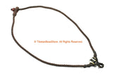 Dark Brown Woven Cord Necklace with Dzi Agate 4mm Cord 21" Necklace - Handmade Boho Surfer Jewelry Cord Choker - © TibetanBeadStore - BK37