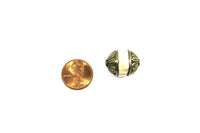 1 BEAD Ethnic Naga Conch Shell Tibetan Bead with Tibetan Silver Metal Caps - Antiqued Tibetan Naga Shell Bead - Tibetan Beads - B3463-1