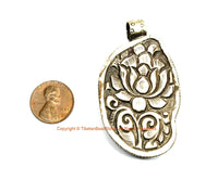 Carved Bone Horse Pendant - Ethnic Tibetan Carved Bone Horse Pendant with Tibetan Silver Lotus Detail - Handmade Tibetan Jewelry - WM7787A