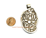 Carved Bone Horse Pendant - Ethnic Tibetan Carved Bone Horse Pendant with Tibetan Silver Lotus Detail - Handmade Tibetan Jewelry - WM7787A