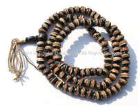 108 beads - Tibetan Prayer Beads - Handmade Dark Bone Mala Prayer Beads with Copper Inlays - Tibetan Mala Making Supply - PB102 - TibetanBeadStore