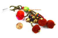 Pom Pom Tassels Tribal Handmade Multi-colored Pom Pom Tassels with Spring Clip - Boho Tassels Bag Accessories Quality Tassels - BK25K