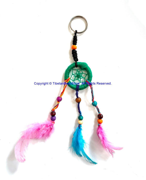 Handmade Dreamcatcher Beaded Charm Keyring Keychain with Colorful Feathers - HC167A17