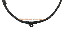 Black Handwoven Cord Adjustable Necklace - 4mm Thick Cord 28" Necklace - Unisex Boho Surfer Jewelry Cord Choker - © TibetanBeadStore - BK28
