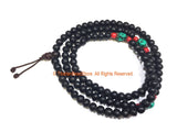 108 beads Tibetan Dark Wood Mala Prayer Beads with Spacer Beads 8mm - Tibetan Mala Beads - TibetanBeadStore Mala Making Supplies - PB162
