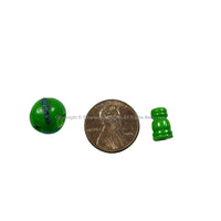 Green Inlaid Bone 3 Hole Guru Bead & Cap Set - Tibetan Guru Bead Supplies - Handmade - GB87B-1