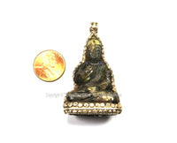 92.5 Sterling Silver Encased Carved Labradorite Buddha Pendant - One of a Kind Handmade Pendant - Labradorite Buddha Pendant - SS8024